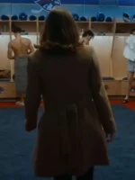 Clean back profile view of the long Off Campus Hannah Wells Brown Wool Coat.