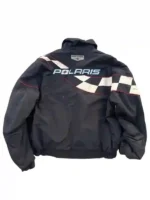 Clean back profile view showing the structured shoulder definition of the Off Campus Julia Sarah Racing Jacket.