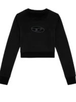 Full front presentation layout highlighting the clean stitch work on the Off Campus Mika Abdalla Black Sweatshirt.