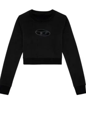 Full front presentation layout highlighting the clean stitch work on the Off Campus Mika Abdalla Black Sweatshirt.