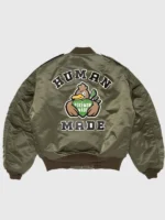 The back view of the Pokemon x Human Made Satin Bomber Jacket showing the clean satin sheen.