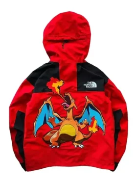 Clean back profile presentation of the structured Pokemon x The North Face Mountain Jacket.