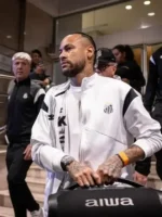 The essential Santos FC Neymar White Track Jacket highlighting its classic athletic design.