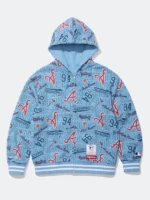 A striking view of the Supreme Atlanta Braves Blue Hoodie in rich royal blue.