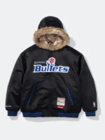 The essential black Supreme x Mitchell & Ness Bullets Hoodie featuring authentic team branding.