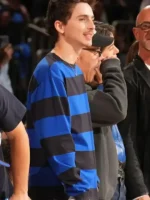Full front view highlighting the casual shape of the Timothee Chalamet 76ers v Knicks Sweatshirt.