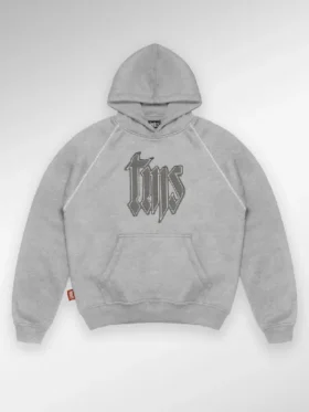 Front presentation view highlighting the deep pocket layout of the TMS Grey Hoodie.