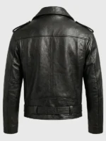 The clean tailored back profile of the structured Tom Brady Gucci Leather Biker Jacket.
