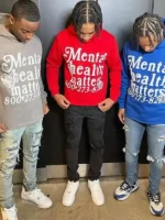 Front presentation profile of the standard unisex fit Mental Health Matters Hoodie.