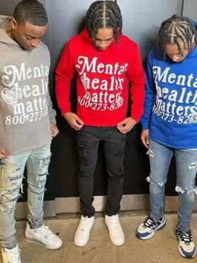 Front presentation profile of the standard unisex fit Mental Health Matters Hoodie.