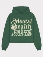 The earthy green color option of the Unisex Mental Health Matters Hoodie.