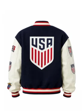 Back view of blue Hollister Shelby McLaren Track Jacket with lightweight track jacket styling