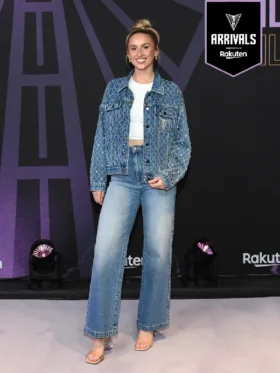 Side profile display showing the structured utility lines of the Valkyries Miela Sowah Denim Jacket.