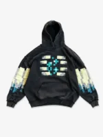 Close view highlighting the premium weave and rich knit texture of the Very Cool x Minecraft Warden Hoodie.