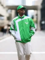 Full front profile layout showcasing the retro block patterning of the HOMAGE x Starter Eagles Jacket.