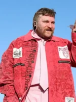 2026 Coachella Teddy Swims Red Coat Closure View