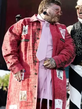 2026 Coachella Teddy Swims Red Coat Front View