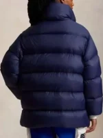 2026 Hoda Kotb Team USA Puffer Jacket back view showing rear structure, sleeve shape, and padded fit