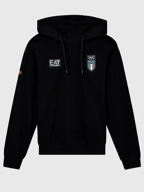 2026 Team Italy EA7 Emporio Armani Hoodie Front View 2026 Team Italy EA7 Emporio Armani Hoodie Front View