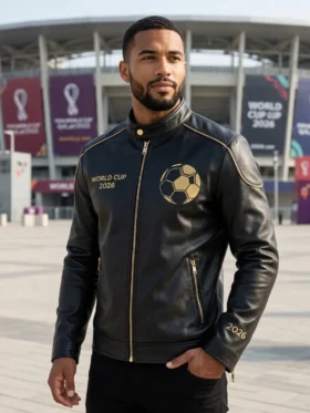 2026 World Cup Black Leather Jacket For Mens