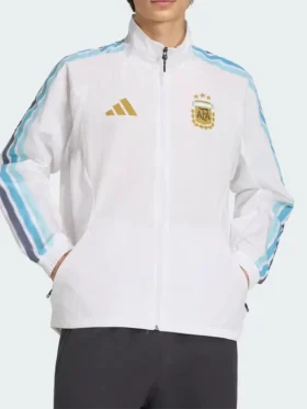 Adidas Argentina Anthem White Jacket Front View