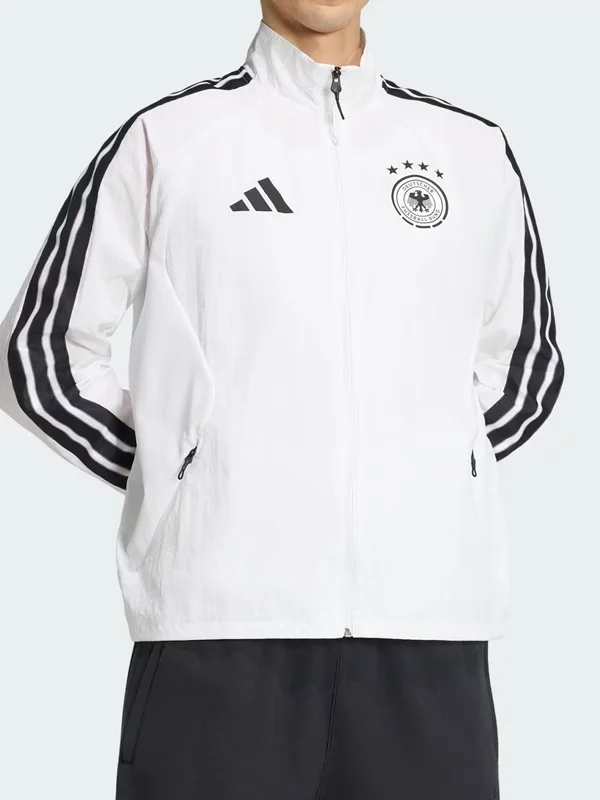 Adidas Germany Anthem White Jacket Front View Adidas Germany Anthem White Jacket Front View