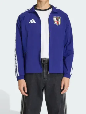 Adidas Japan Anthem Blue Jacket Closure View