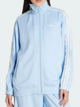 Adidas Satin Ruffle Firebird Track Jacket Front View