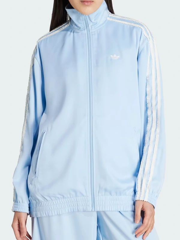 Adidas Satin Ruffle Firebird Track Jacket Front View