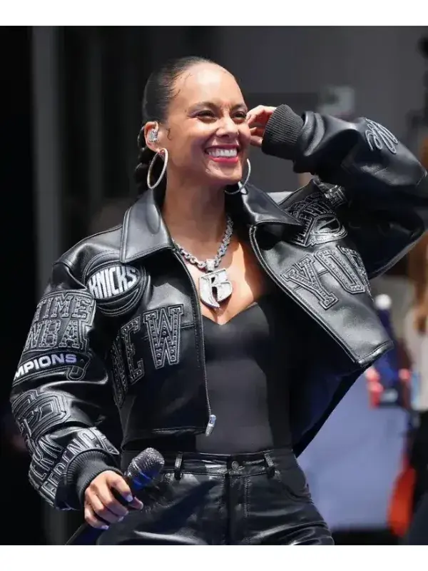Alicia Keys Knicks Victory Parade Jacket Front View