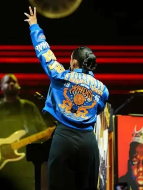 Alicia Keys Tribeca Festival NY Knicks Jacket Back View