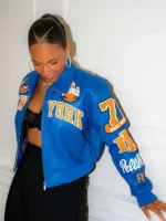 Alicia Keys Tribeca Festival NY Knicks Jacket Side View