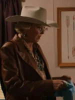 Annette Bening Brown Leather Blazer Side View