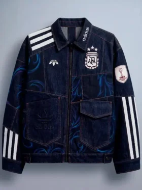 Argentina World Cup Denim Sports Jacket Front View