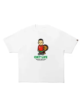 Classic Bape X CR7 Life Baby Milo Relaxed Fit Tee where the iconic Baby Milo character meets the CR7 football legacy