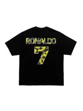 Back view of the Bape X CR7 Life College Relaxed Fit Tee showcasing the full college graphic from the Bape x CR7 drop