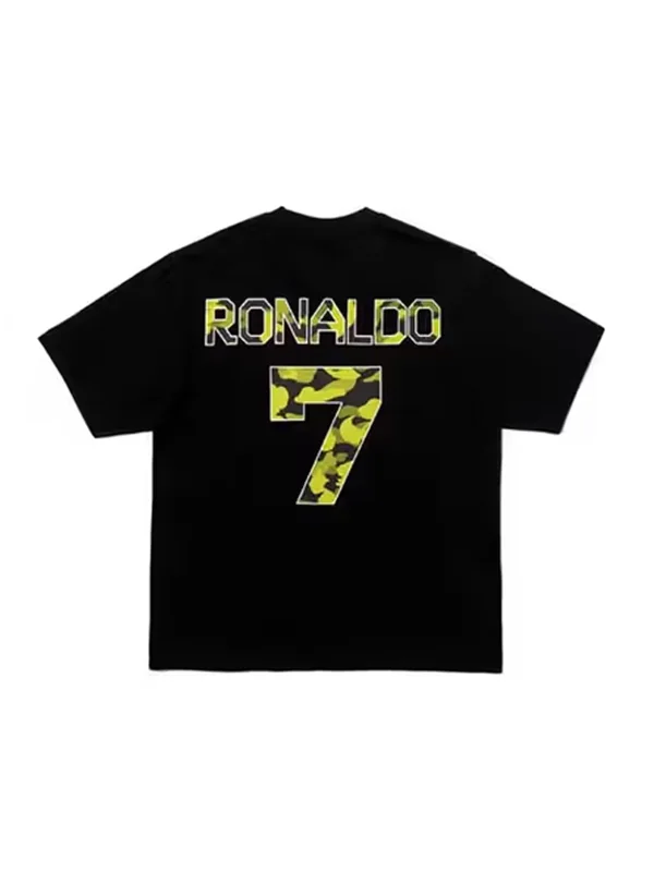 Back view of the Bape X CR7 Life College Relaxed Fit Tee showcasing the full college graphic from the Bape x CR7 drop