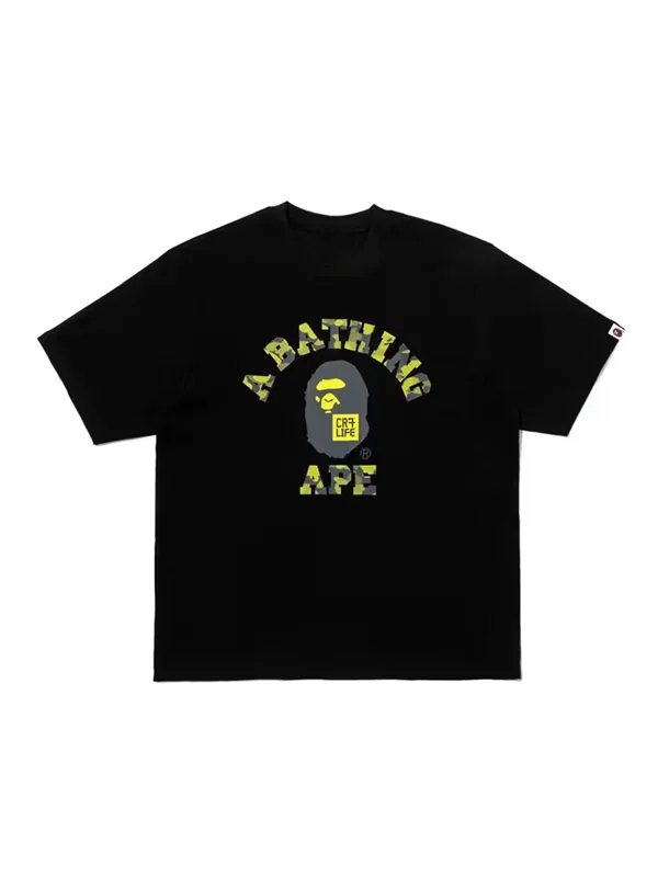 Classic Bape X CR7 Life College Relaxed Fit Tee blending Bape's college aesthetic with the global legacy of Cristiano Ronaldo