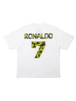 Back view of the white Bape X CR7 Life College Relaxed Fit Tee with clean college inspired Bape x CR7 graphic design
