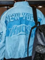 Cam Schlittler Knicks Blue Jacket Back Look