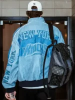 Cam Schlittler Knicks Blue Jacket Back View