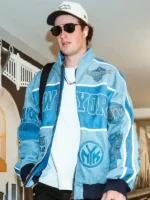 Cam Schlittler Knicks Blue Jacket Front View