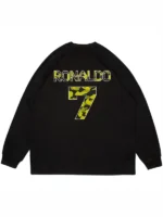 Black Bape X CR7 Life LS Football Jersey representing Cristiano Ronaldo's bold partnership with the iconic Bape brand