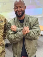 Dante Hall Chiefs Military Bomber Jacket Close-Up View