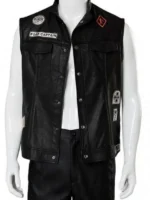 Days Gone Deacon St John Black Leather Vest Front View