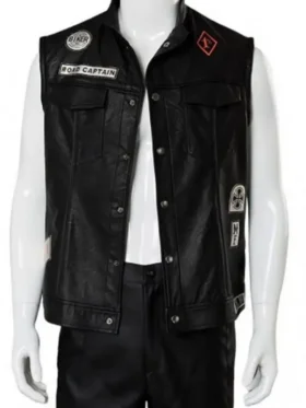Days Gone Deacon St John Black Leather Vest Front View