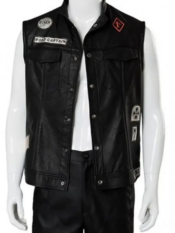 Days Gone Deacon St John Black Leather Vest Front View