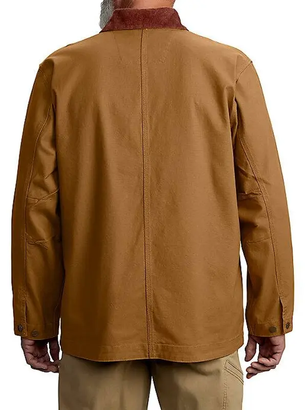 Duck Loose Fit Chore Coat 1 Warm Rating back view showing rear structure, sleeve shape, and relaxed coat fit