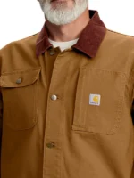 Duck Loose Fit Chore Coat 1 Warm Rating close-up view showing fabric texture, stitching, and pocket detail