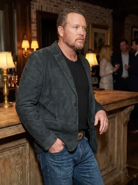 Dutton Ranch Cole Hauser 2026 Event Black Suede Blazer Front View